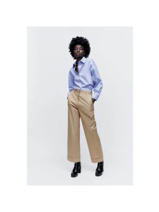 Zara Pants - ZARA Women's Size Small Light Brown Wide-Leg Satin Trousers High-Waisted Pants S